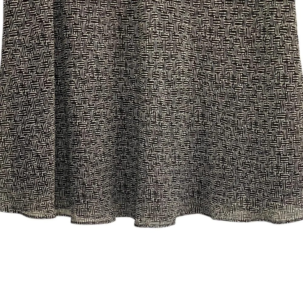 Vintage Talbots Black Tan A-Line side zipper Midi 100% silk Skirt Size 12